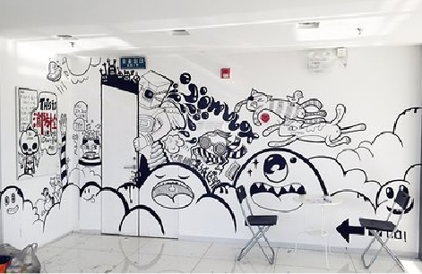 长顺手绘墙并非传统涂鸦。